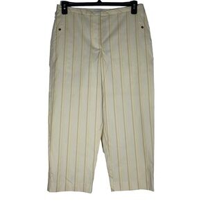 Liz Golf Liz Claiborne size 10 Tabitha Capri pants tan yellow stripe